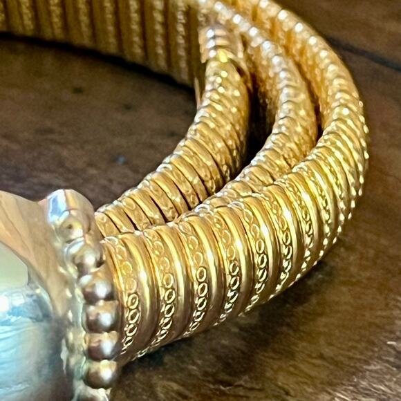 Vintage 80s Gold Rope Belt Two Tone Silver Clasp Waist Cinch Statement Day Lor main image 13